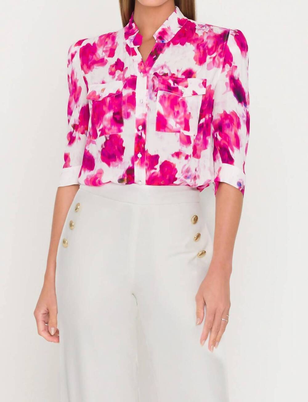 NEW GENERATION LOVE bardot floral shirt in blurry floral